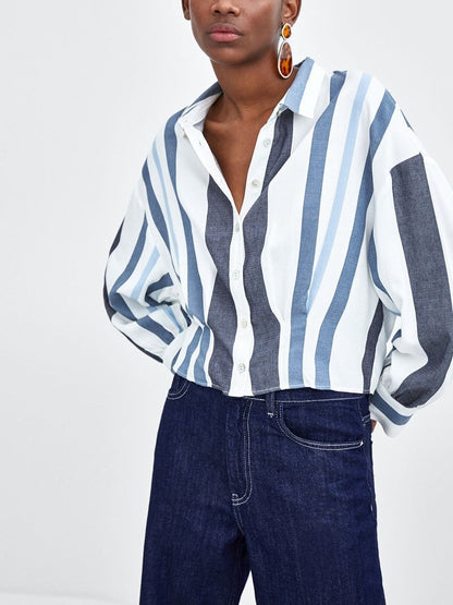 Autumn Stripe Long Sleeve T Shirt Blouse