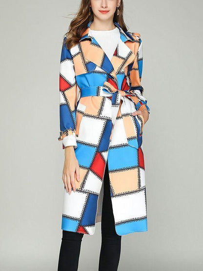 Autume Long Mid-Length Slim Waistband Fashion Casual Color Coat