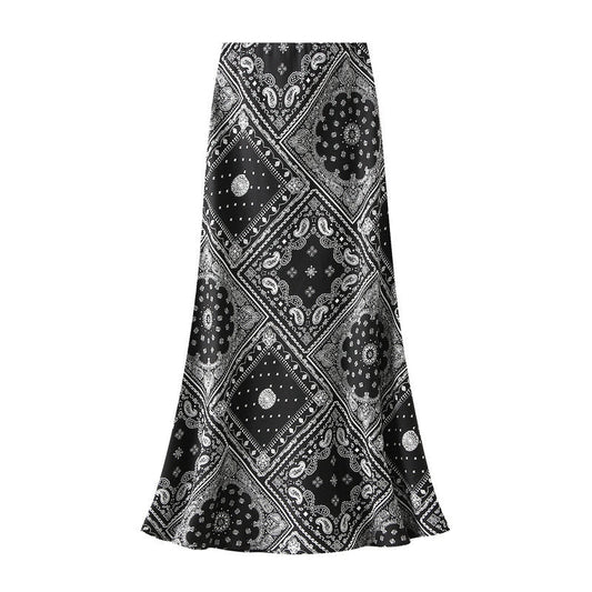 Printed High Waist Long Skirt