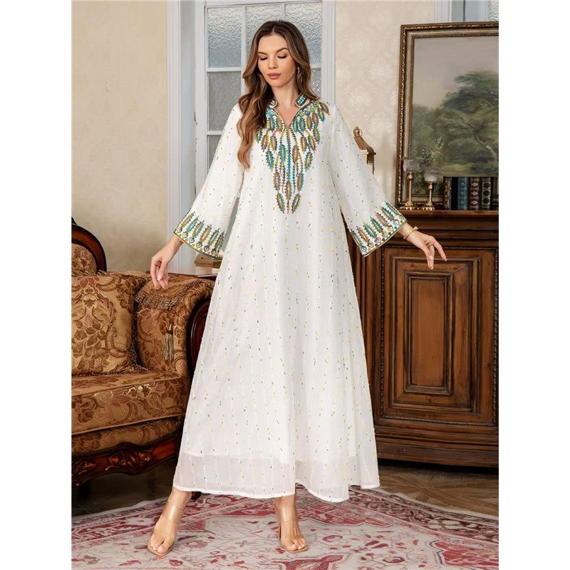 Muslim Chiffon Embroidered Dress