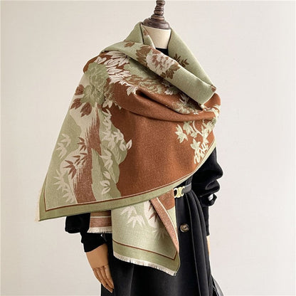 Jacquard Fringed Cashmere-Like Scarf