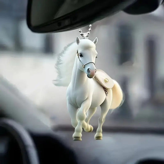 White Acrylic Horse Pendant