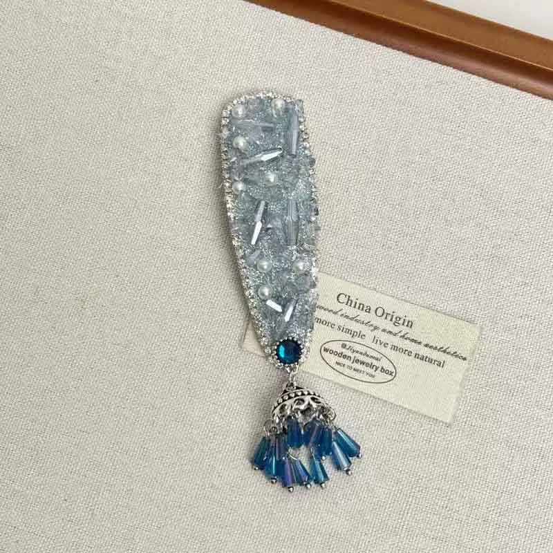 Elegant Crystal Pearl Rhinestone Tassel Hair Clip