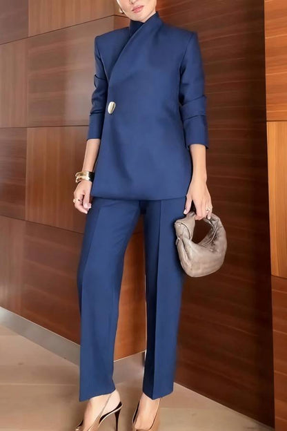 Exquisite and Fashionable High Waist Pocketed Straight Leg Pencil Pants