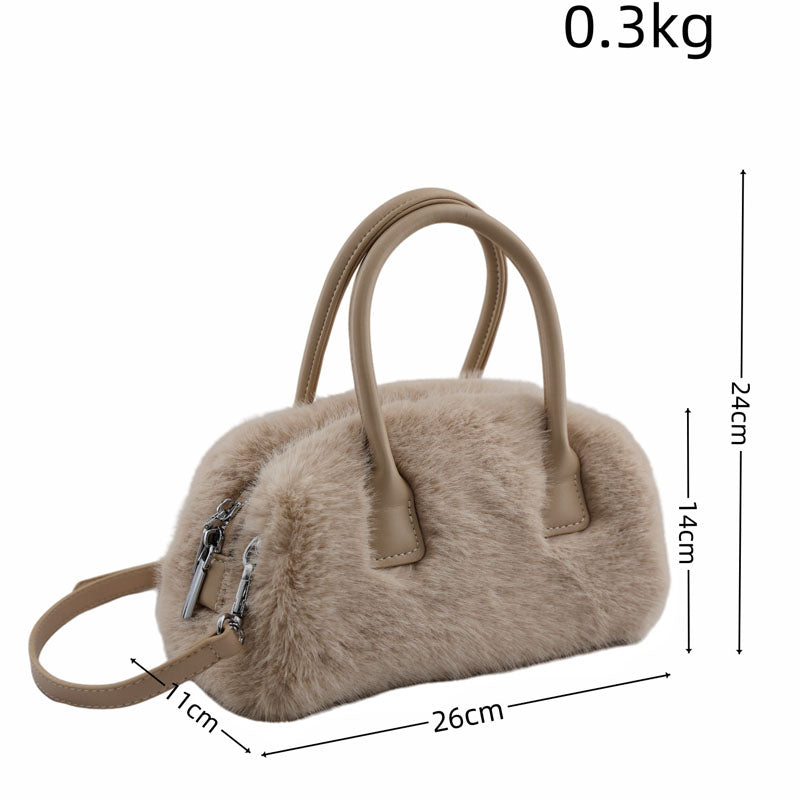 Vintage Winter Furry Faux Fur Tote Bag