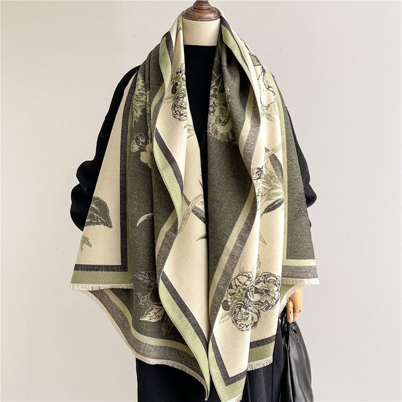 Jacquard Fringed Cashmere-Like Scarf