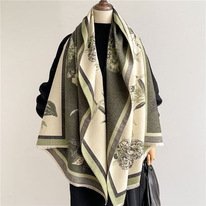 Jacquard Fringed Cashmere-Like Scarf