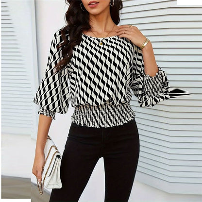 Women's Short Sleeve Color Block Print T-Shirt