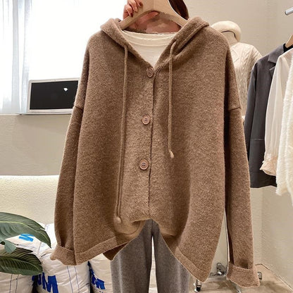 Women's Hooded Knit Cardigan Short Spring Sweater