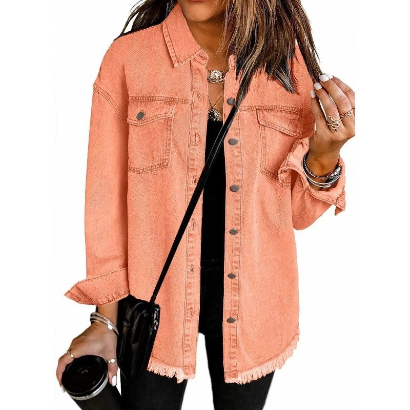 Solid Color Denim Shirt