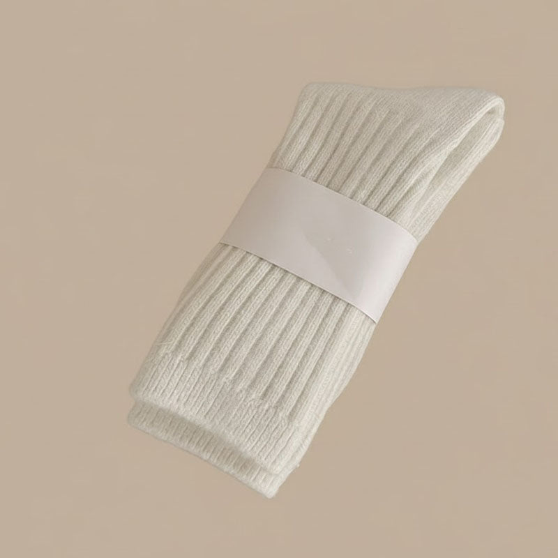 Solid Color Striped Warm Soft Crew Socks