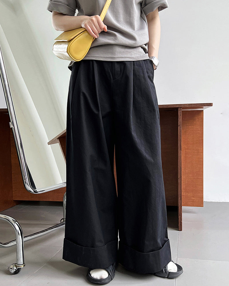 Wide Pants Loose Solid Color Bottoms