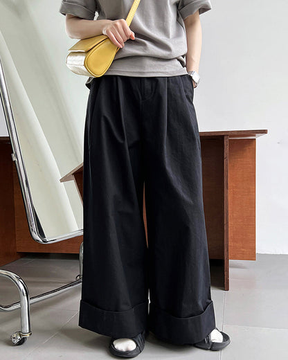 Wide Pants Loose Solid Color Bottoms