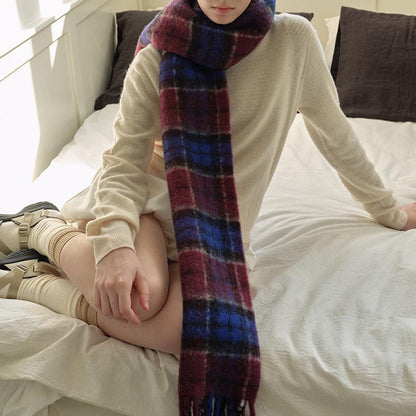 Soft Winter Color Contrast Plaid Warm Scarf