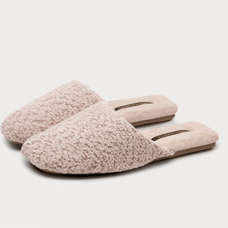 Elegant Soft Solid Color Warm Indoor Slippers
