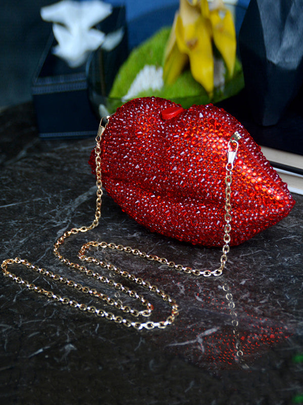 Chains Figure Geometric Rhine Stones Crossbody Bags