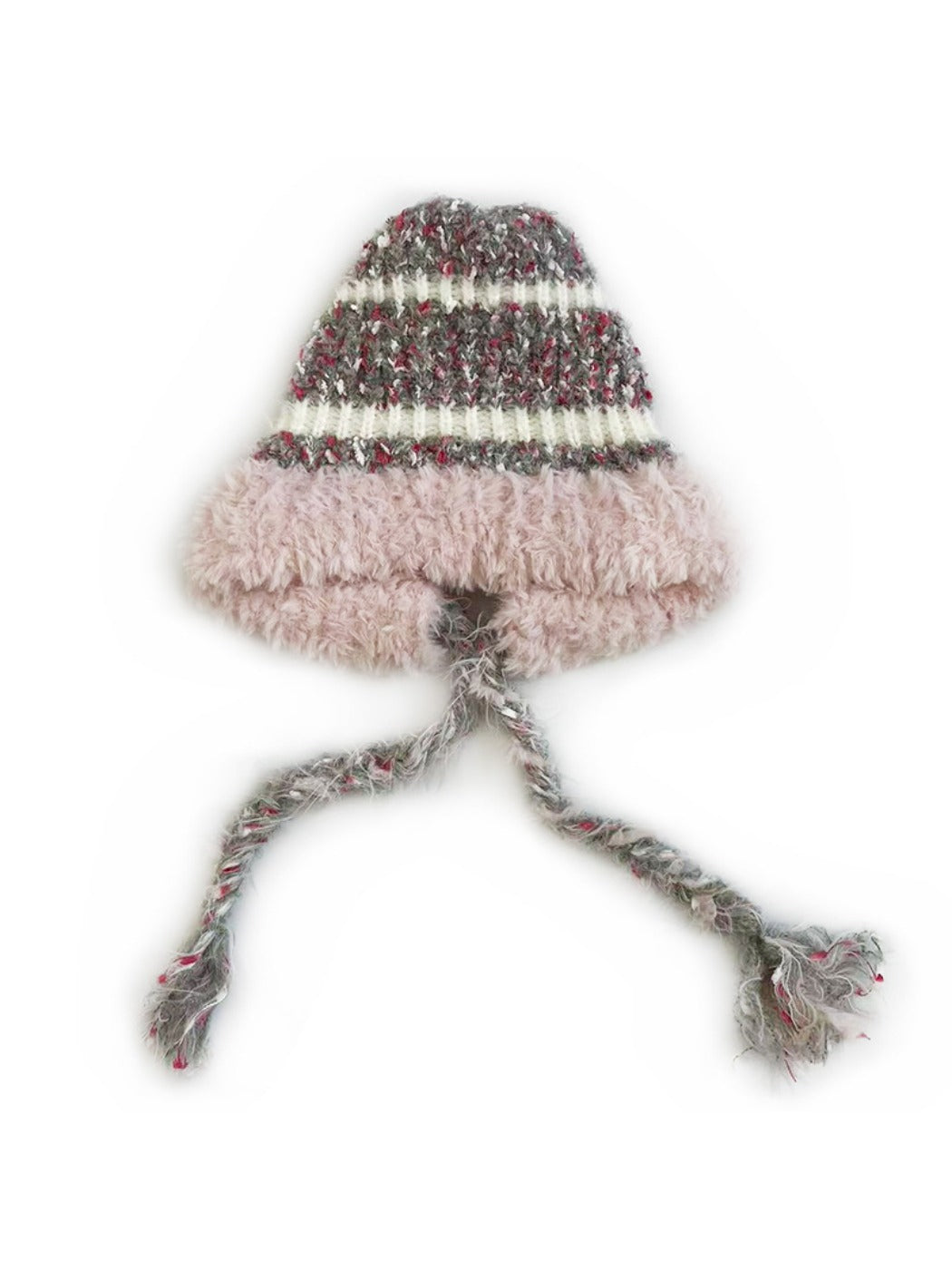 Haila - Striped Knitted Beanie with Braids