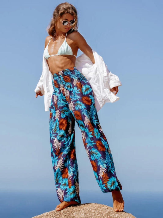 Printed Ethnic Style Elastic Waist Large Size Wide-Leg Bloomers