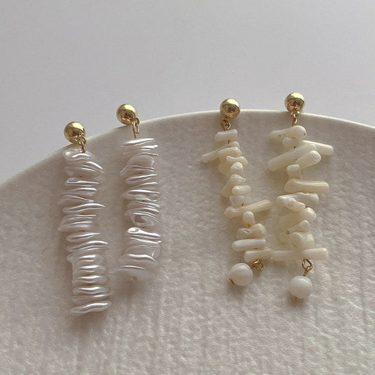 Asymmetric Corals Shells Drop Stud Earrings