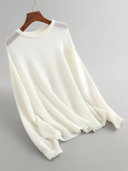 Urban Loose Solid Color Round-Neck Sweater Top