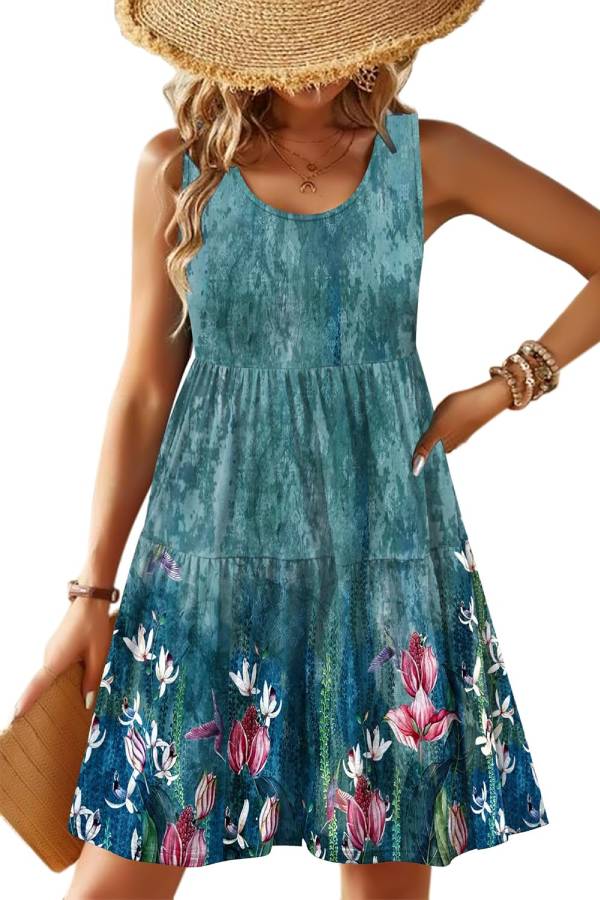 Womens Summer Sundress Boho Floral Casual Tank Dresses