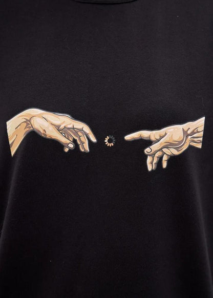 Oversized Cotton T Shirt With Minimalist Print