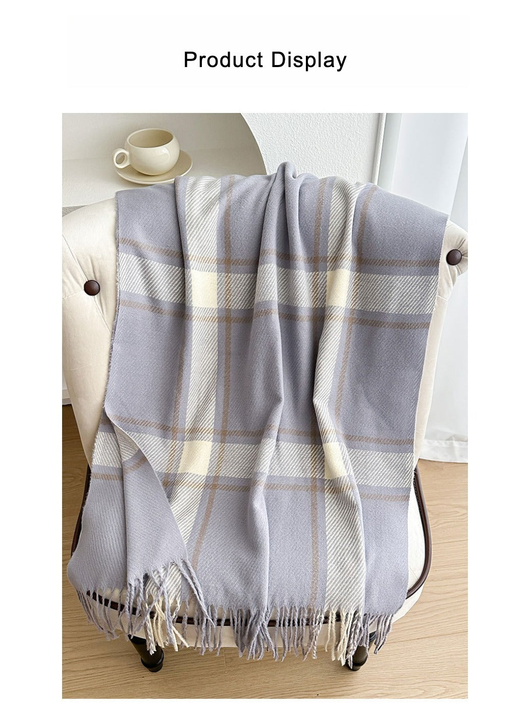 Scarvii - Cozy Plaid Tassel Scarf for Women