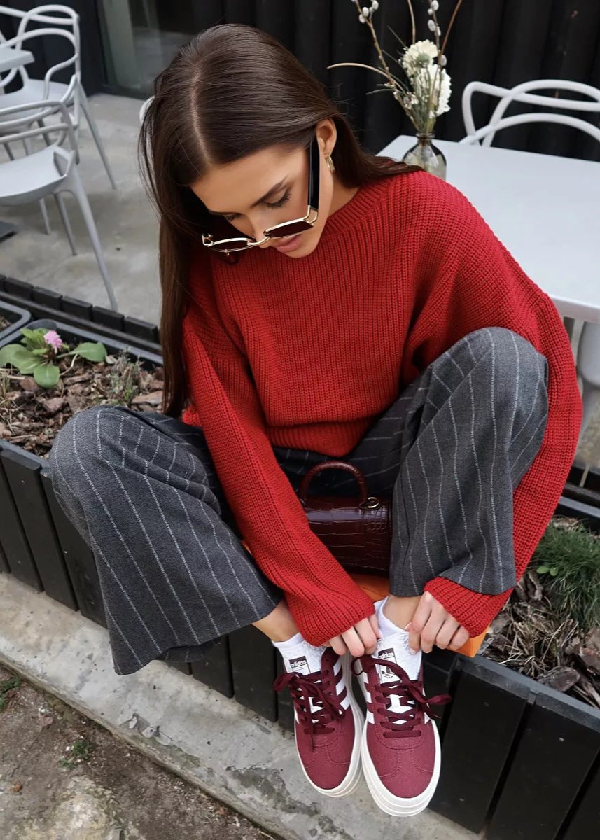 Round Neck Loose Knit Sweater For Women