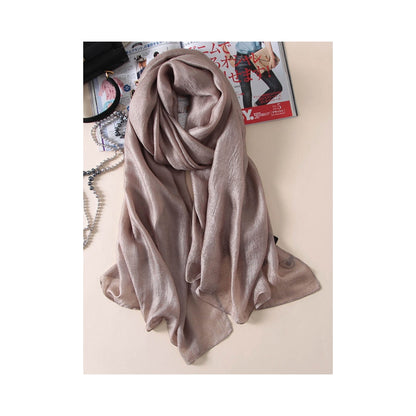 Casual Solid Color Keep Warm Sun Protection Silk Shawl&Scarf