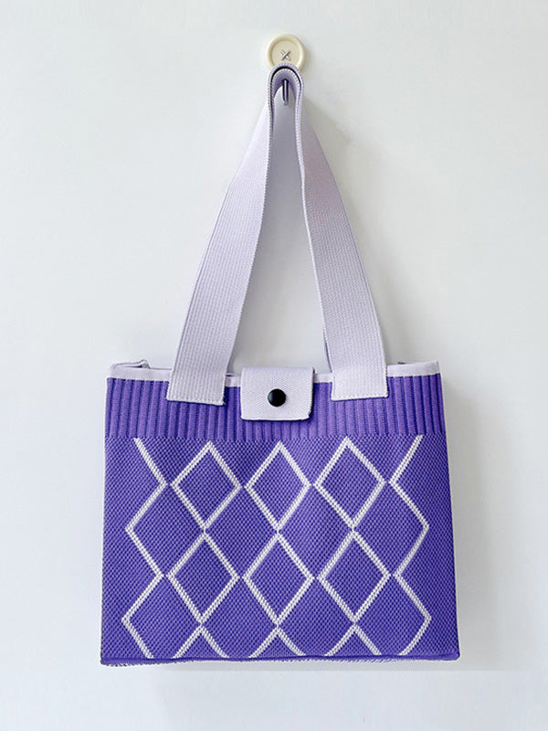 Plaid Pleated Woven Bags Handbags