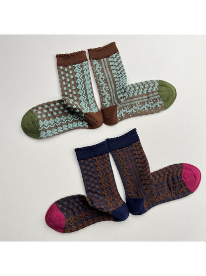Rufia - Vintage Floral Embossed Socks