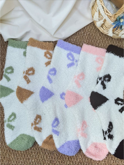 Rufia - Cute Thickened Mid-calf Socks with Bow Patterns