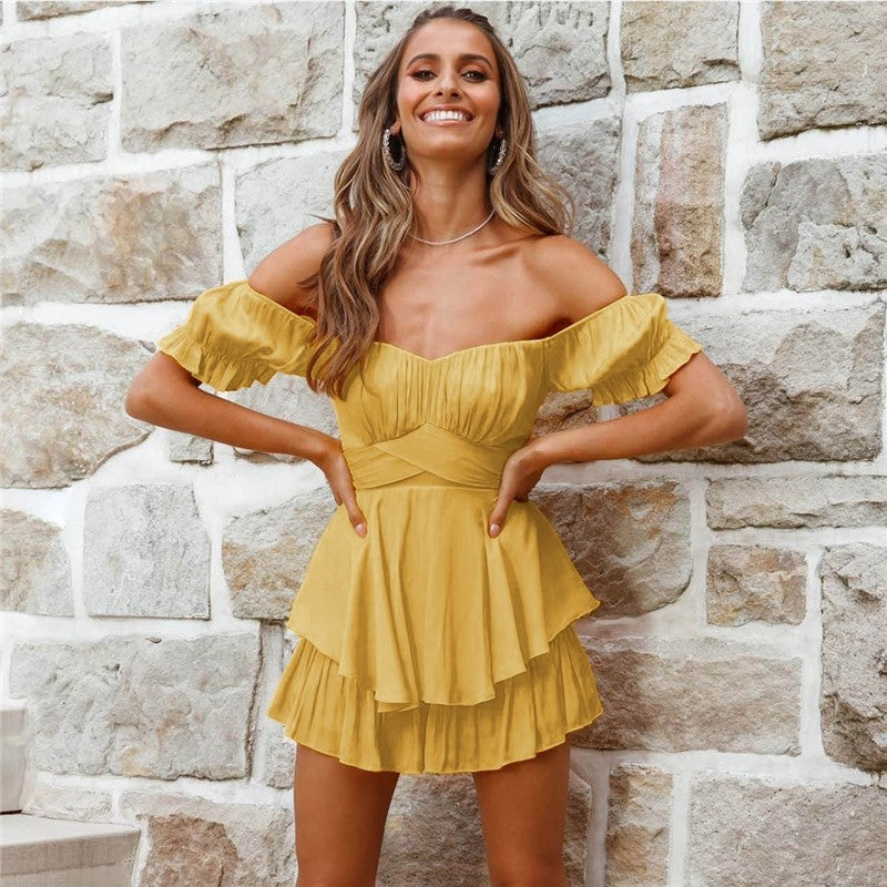 Amazon Summer Ruffle Off Shoulder Lantern Sleeve Jumpsuit