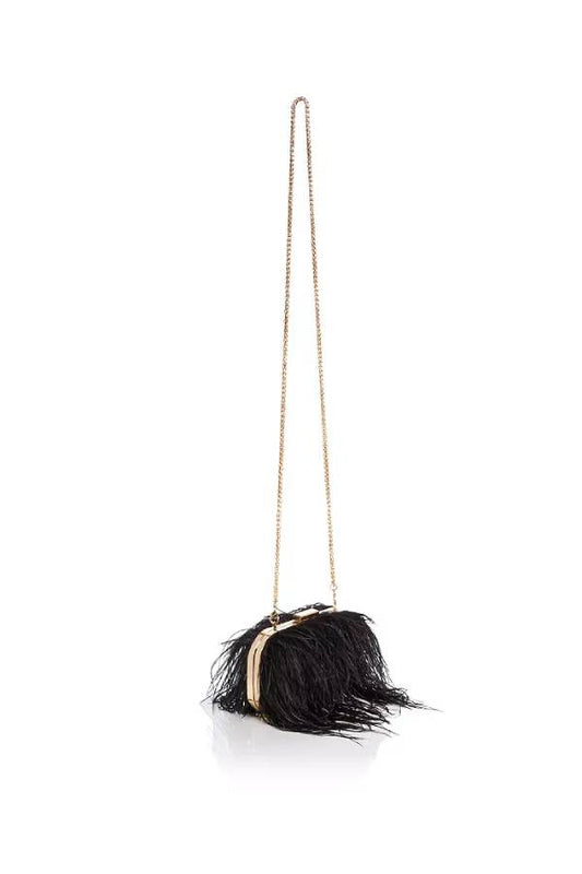 Ostrich feather chain crossbody bag