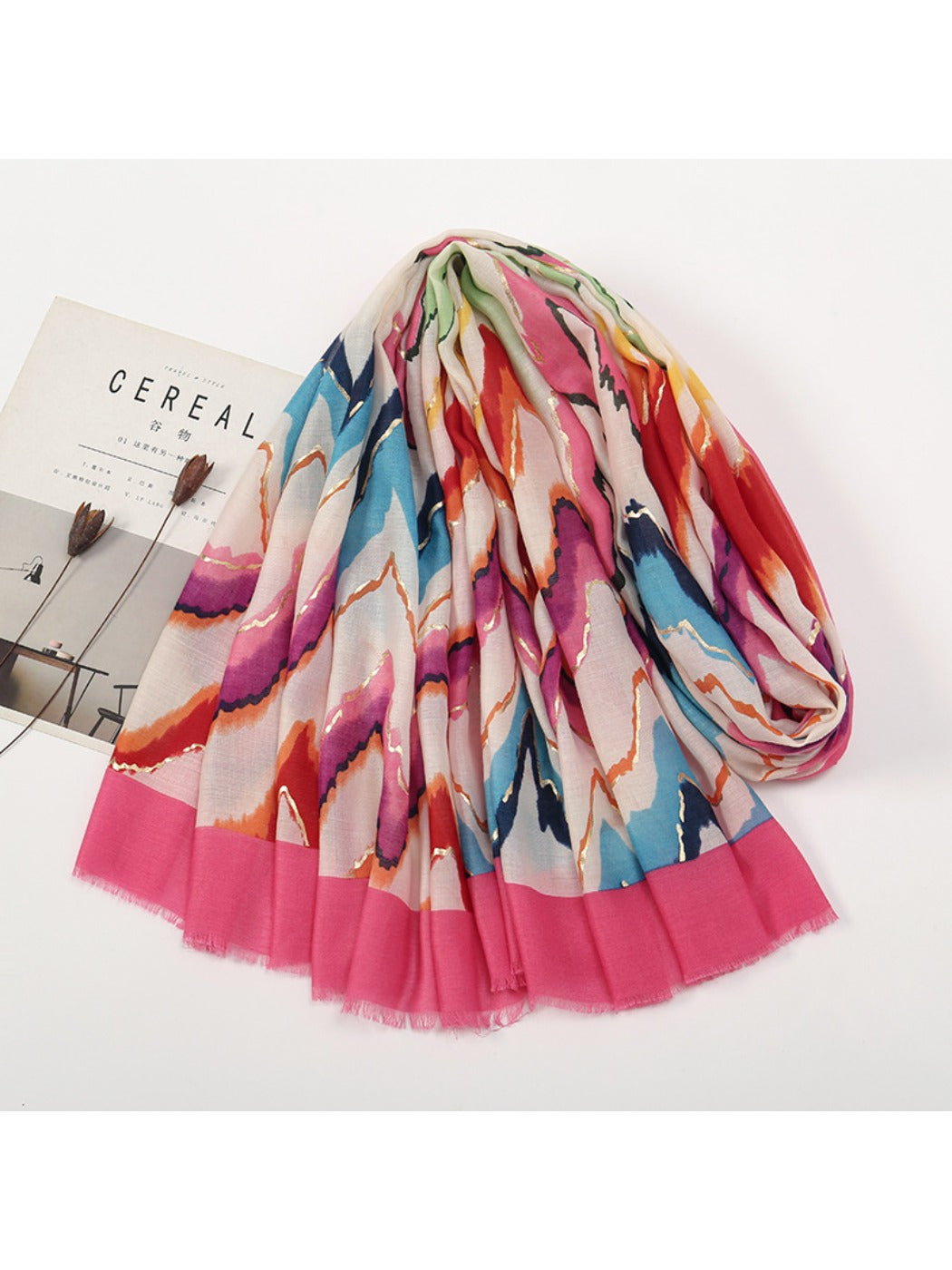 Scarvii - Color-Blocked Shawl Scarf with Tassels - Stylish &amp; Versatile