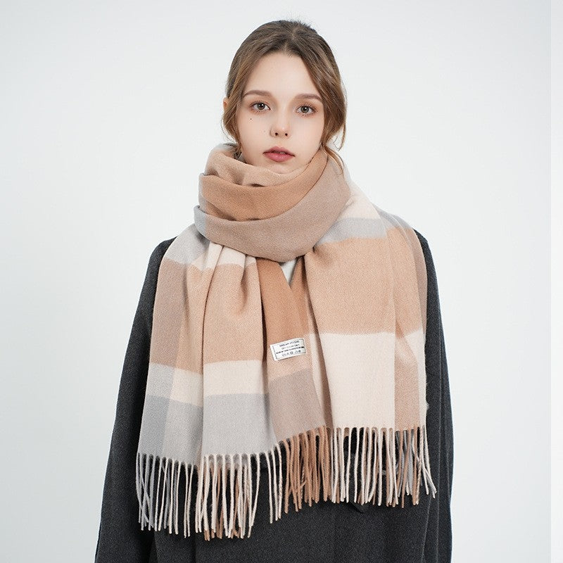 Plaid Fringe Shawl Scarf