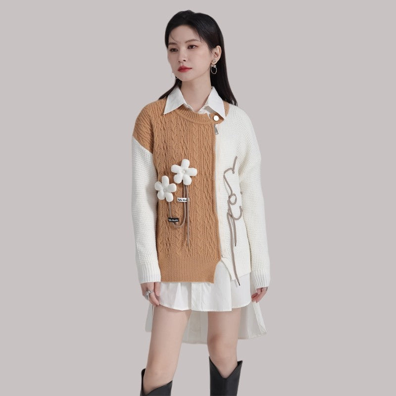 Color-Block Zipper Sweater