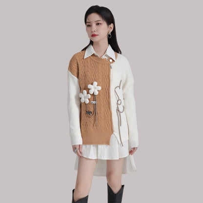 Color-Block Zipper Sweater