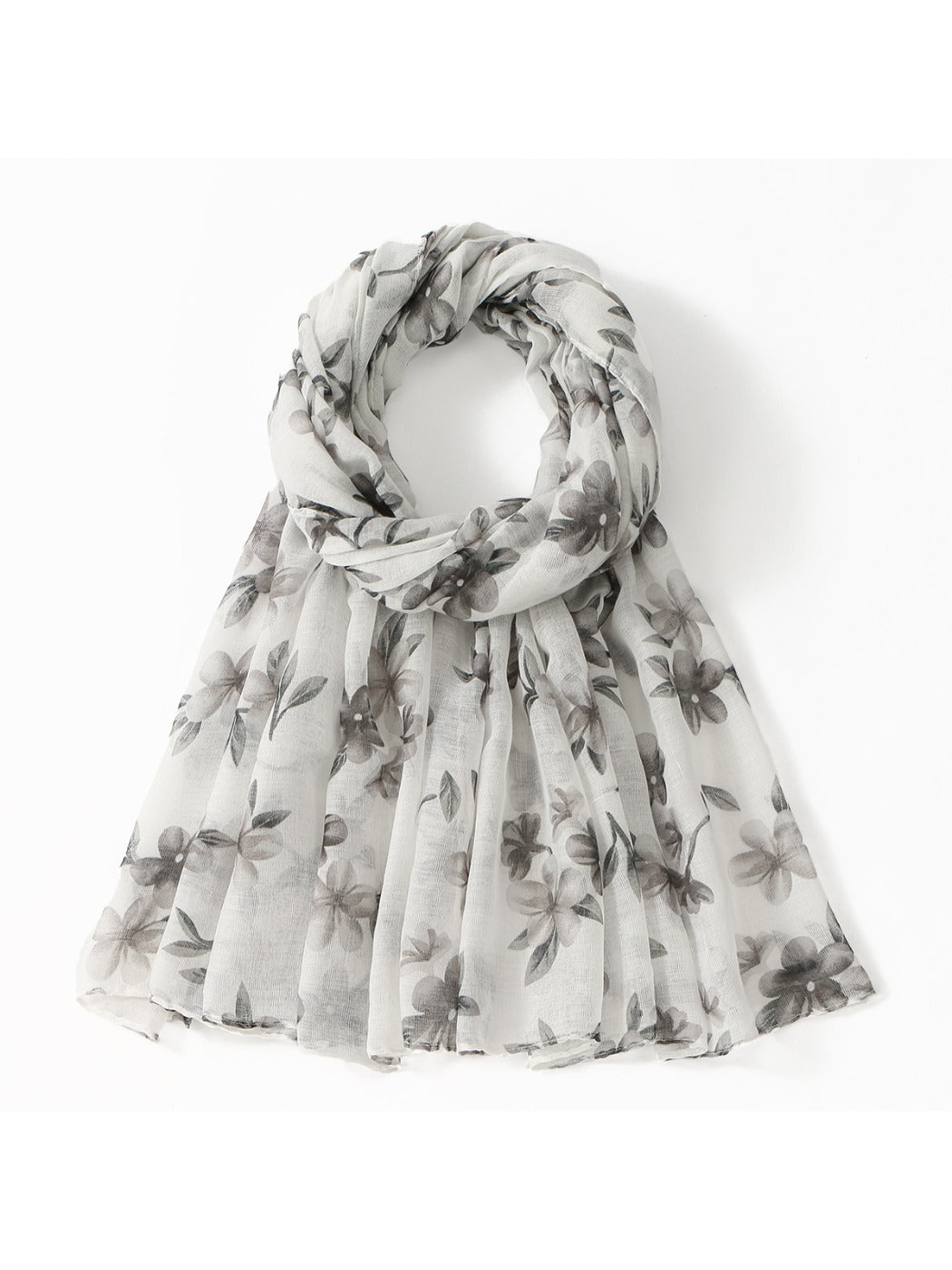 Scarvii - Floral Voile Print Scarf Shawl Beach Wrap