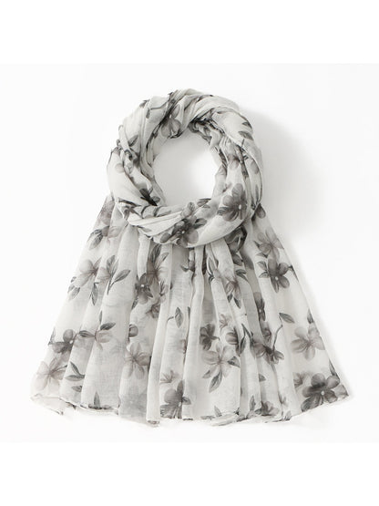 Scarvii - Floral Voile Print Scarf Shawl Beach Wrap