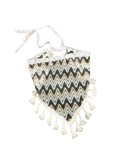 Haila - Boho Knit Tassel Triangle Scarf - Elegance
