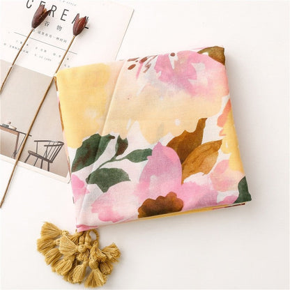 Colorful Cotton Linen Vacation Beach Scarf