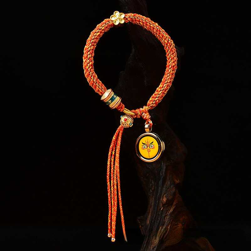 Hand-Painted Thangka Dharma Eye, God Of Wealth Eye, Tibetan Style Handwoven Bracelet