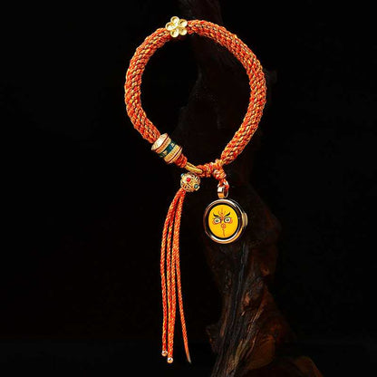 Hand-Painted Thangka Dharma Eye, God Of Wealth Eye, Tibetan Style Handwoven Bracelet