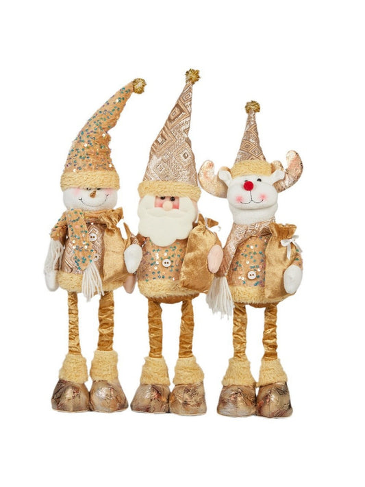 Xris - Christmas Decor Vintage Golden Stretch Doll Ornaments