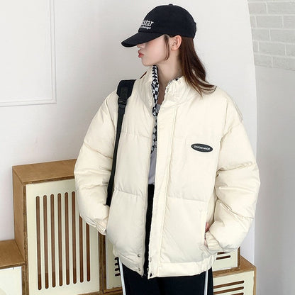 Short Thickened Cotton Jacket With Chessboard Pattern