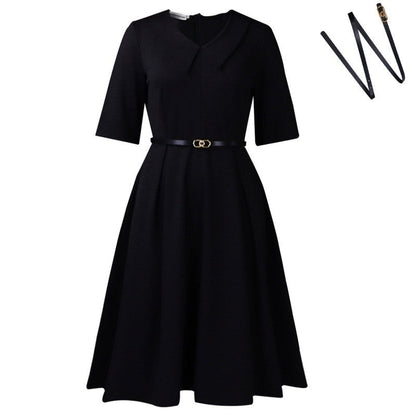 Solid Color Short Sleeve Dress