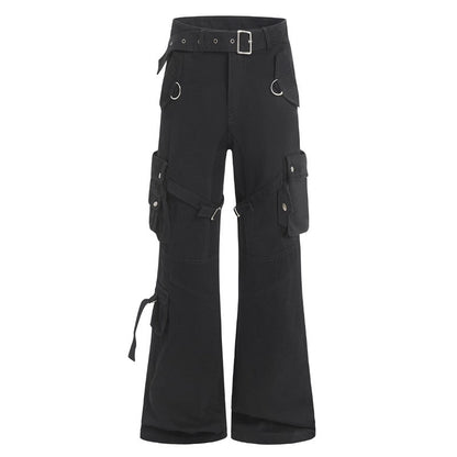 Tie-Waist Work Pants With Micro Flare