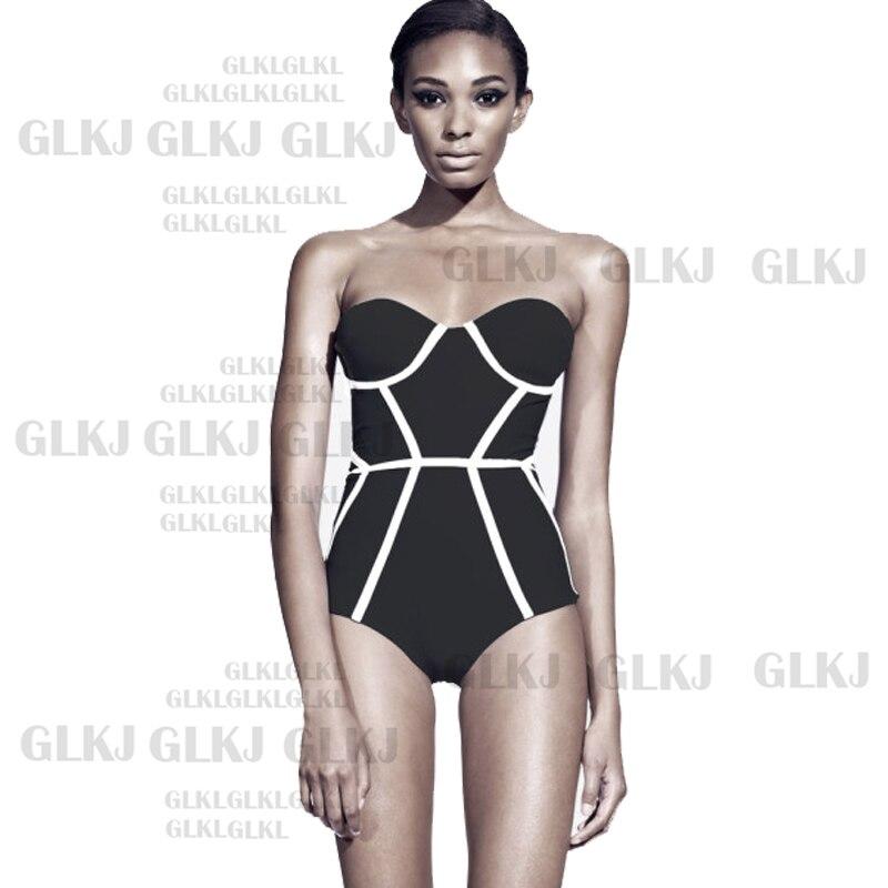 Classic Black&White Plus Size Swimwear One Piece Swimsuit Women Summer Beach Vintage Retro High Waist Bathing Suit Swim Dress Beachwear Black