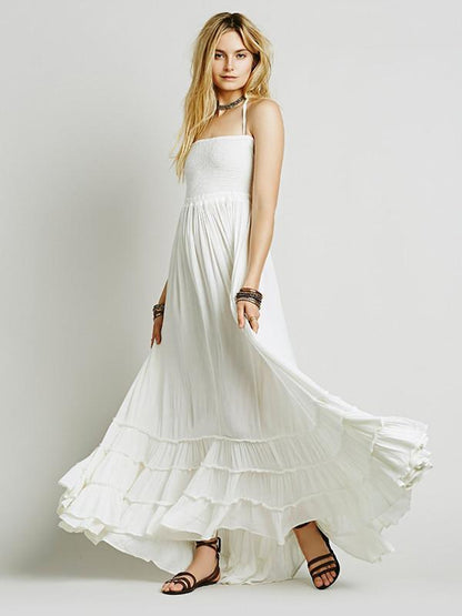 Fashion Sexy Off-Back Lace-Up Beach Maxi Dress
